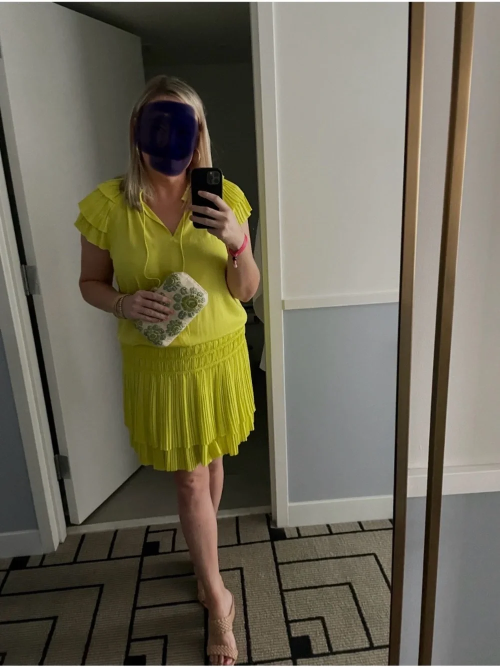 Current Air Chartreuse Pleated Ruffle Mini Dress - Picture 4 of 4